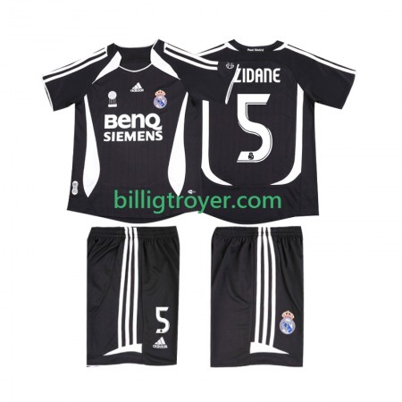 Billige Fotballdrakter Real Madrid ZIDANE 5 2006 2007 Barn Retro Bortedraktsett Kortermet